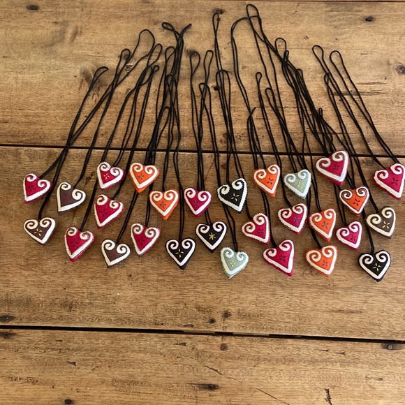 Hmong Embroidered Fabric Hearts from Laos - Picture 3 of 15